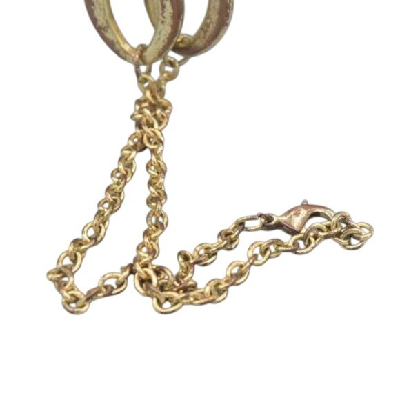 Vintage Necklace Gold Plated Toned & Faux Bloodstone Large Link - Picture 5 of 8